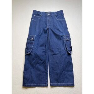Anchor Blue Cargo Jeans Mens 34x30 Indigo Beyond Baggy Vintage 90s Wide Leg Rare